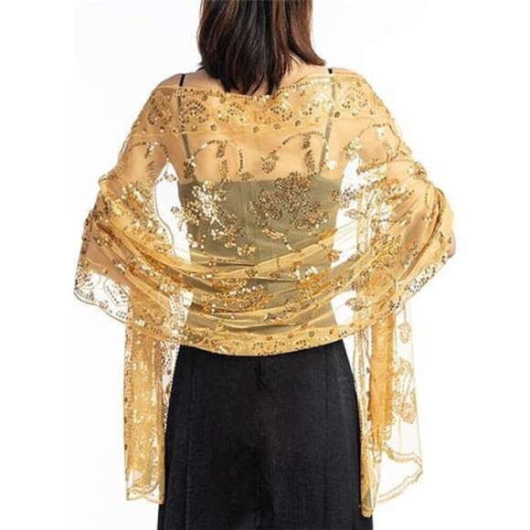 Glittering Scarf for Women Gold - Picture 8 of 8